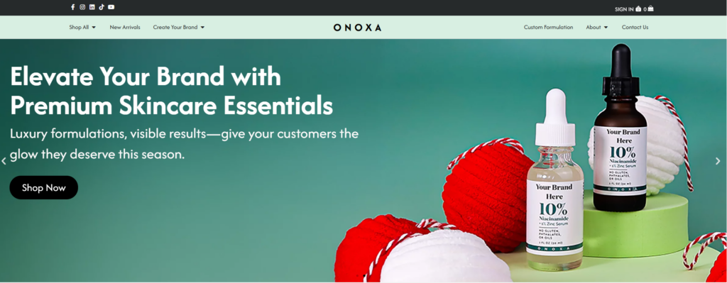 ONOXA, a USA-based private label skincare manufacturer, simplifies the process for beginners with low MOQs starting at just 12 units, free label design services, and clean, proven formulations. Their rapid 14-day turnaround and scalable solutions make them a perfect partner for launching high-quality facial serums like Bakuchiol and Brightening serums.