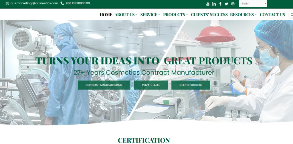 Ausmetics, based in Guangzhou, China, offers customized skincare solutions like face cleansers, hair care, and body care products, emphasizing high-quality formulations, global compliance, and sustainable practices, making them an ideal choice for beginners looking for tailored private label skincare products.