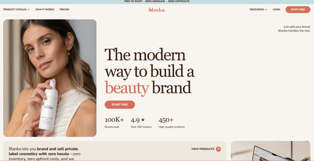 Blanka enables entrepreneurs to launch private label men’s skincare brands instantly with no minimum orders, fully digital branding tools, and on-demand fulfillment—making it ideal for beginners seeking low-risk, high-speed entry into the beauty market.