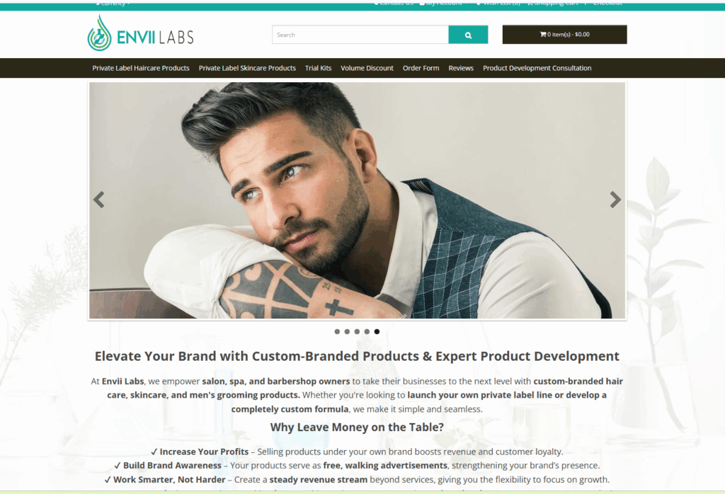 Envii Labs streamlines private label men’s skincare for startups with fast lead times, low MOQs from 60 units, and proven grooming formulas—combining speed, flexibility, and professional guidance to turn ideas into shelf-ready products effortlessly.
