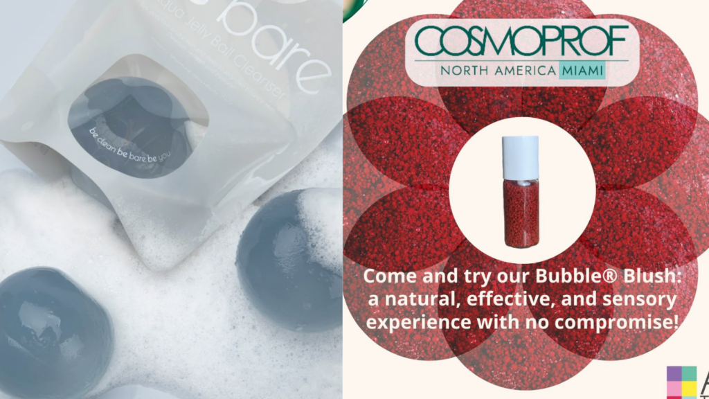 Gourmand-inspired Cosmetics

The fusion of food-inspired scents and textures into cosmetics is not just a trend—it's an evolution in how we experience beauty products. This year, the offerings were not only innovative but also evocative, reminding us of our favorite treats and elevating the sensory experience of personal care.

Naisture’s Bebare Aqua Jelly Ball Cleanser, available at Booth 1662, is a perfect example of this innovation. The fun, playful jelly texture turns the mundane task of facial cleansing into an enjoyable ritual. It’s products like these that transform daily routines into delightful experiences, making them perfect for a morning or evening skincare regimen.

ABC Texture’s Bubbles® Blush at Booth 1023 brings the playful, tactile sensation of bubble tea to makeup. Each application is a treat, with microbeads that burst to release pigments and active ingredients. This blush doesn’t just add color; it brings joy and interaction to the makeup application process, appealing to users who enjoy experiential beauty.