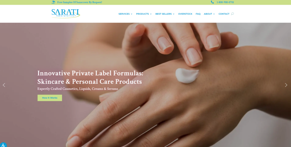 Sarati International offers no-minimum private label eye balm manufacturing with in-house FDA-registered labs, custom formulation support, and low-cost branding—perfect for entrepreneurs seeking flexibility, clean formulations, and a structured launch process.